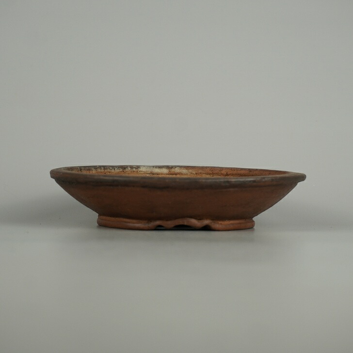 盆栽鉢 富舟 小型 長辺 約15cm 丸鉢 下帯 泥物 現品