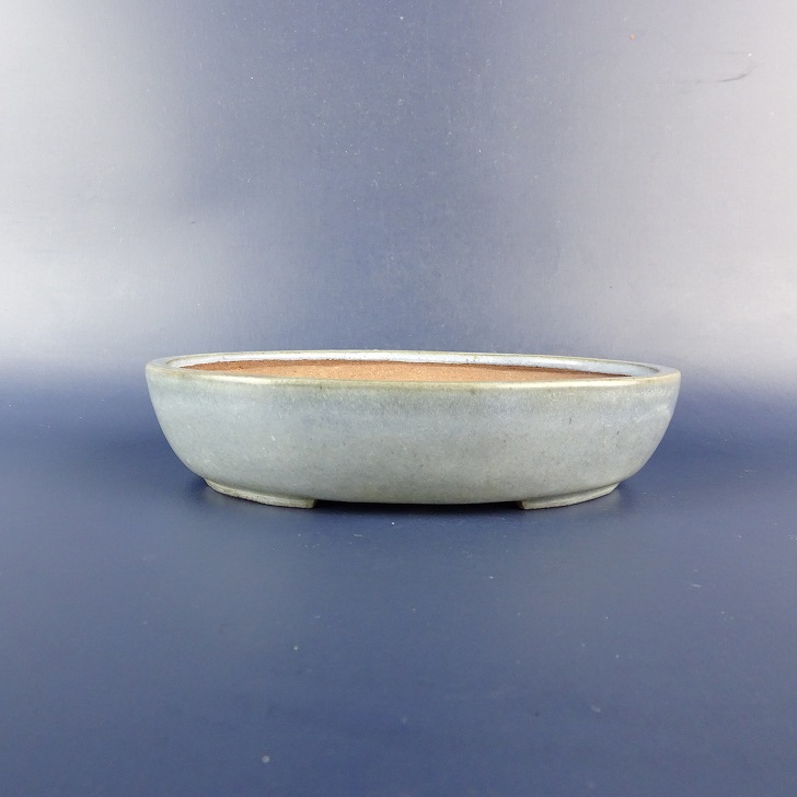【中古】 盆栽鉢 池上 瑞穂 小型 長辺 約 15cm 楕円鉢 釉薬 現品 中古鉢 送料無料｜盆栽はニわ 店
