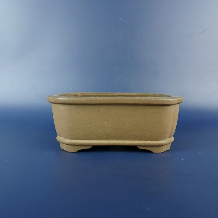 【中古】盆栽鉢 常滑 行山 小型 長辺 約 12cm 長方鉢 縁付 隅入 下帯 泥物 和鉢 現品 中古鉢|盆栽はニわ 店