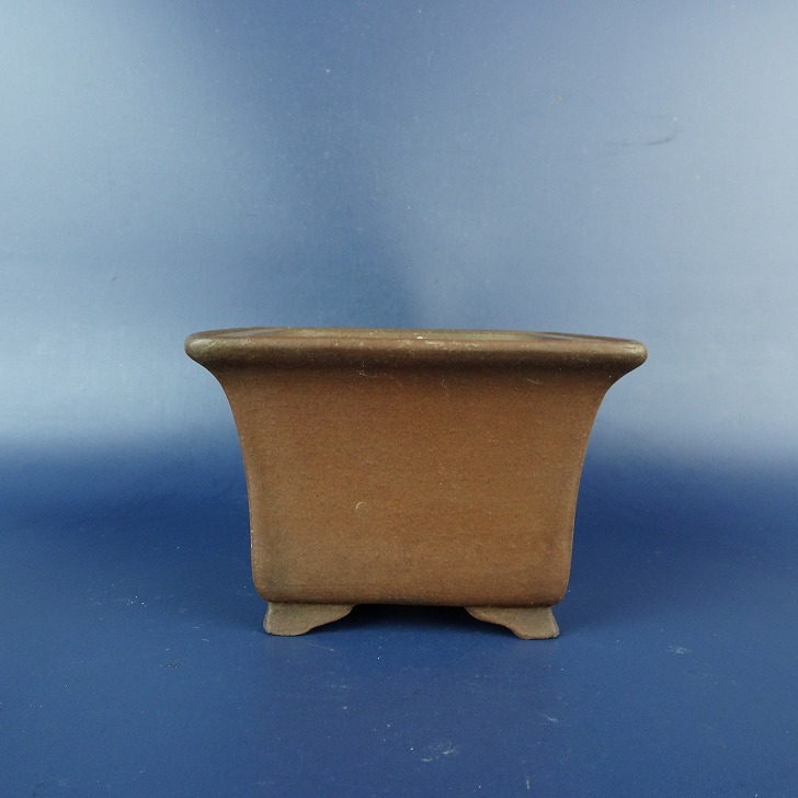 【中古】盆栽鉢 常滑 柴勝 小鉢 長辺 約 9.6cm 正方鉢 泥物 和鉢 現品 中古鉢