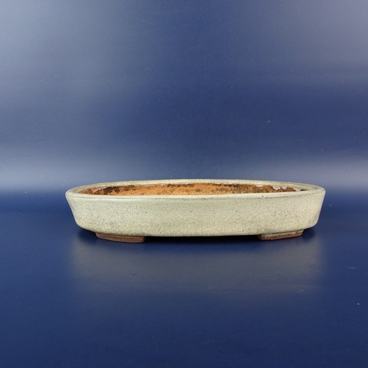 【中古】盆栽鉢 景仙 小型 長辺 約 19.7糎 楕円面鉢 釉薬 現品 中古鉢 貨物輸送無料