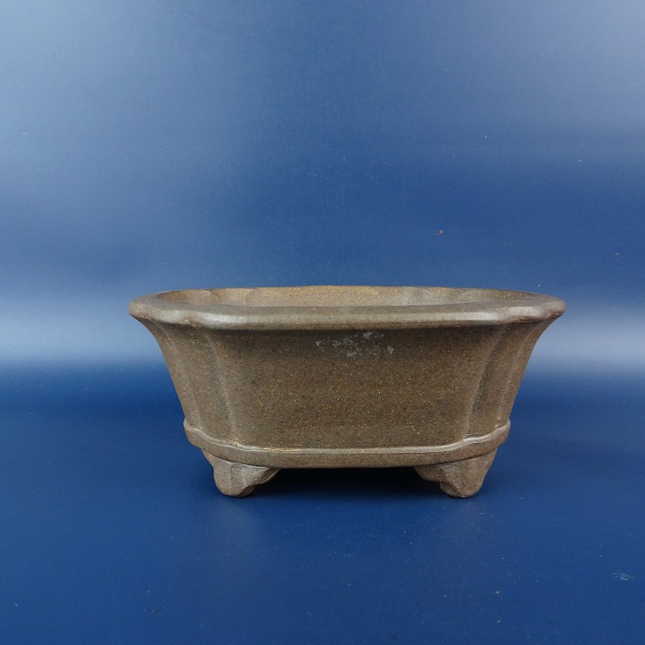 【中古】盆栽鉢 常滑 行山 小型 長辺 約 14.7cm 木瓜鉢 外縁 下帯 泥物 和鉢 現品 中古鉢
