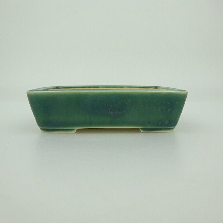 【中古】 盆栽鉢 青香 小鉢 長辺 約 9.5cm 長方鉢 釉薬 現品 中古鉢 送料無料