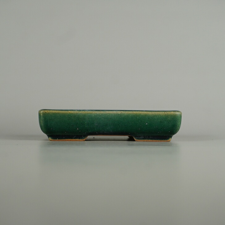 【中古】盆栽鉢 常滑 一弘造 小型 長辺 約 13.1珊 長方鉢 釉薬 和鉢 現品 中古鉢