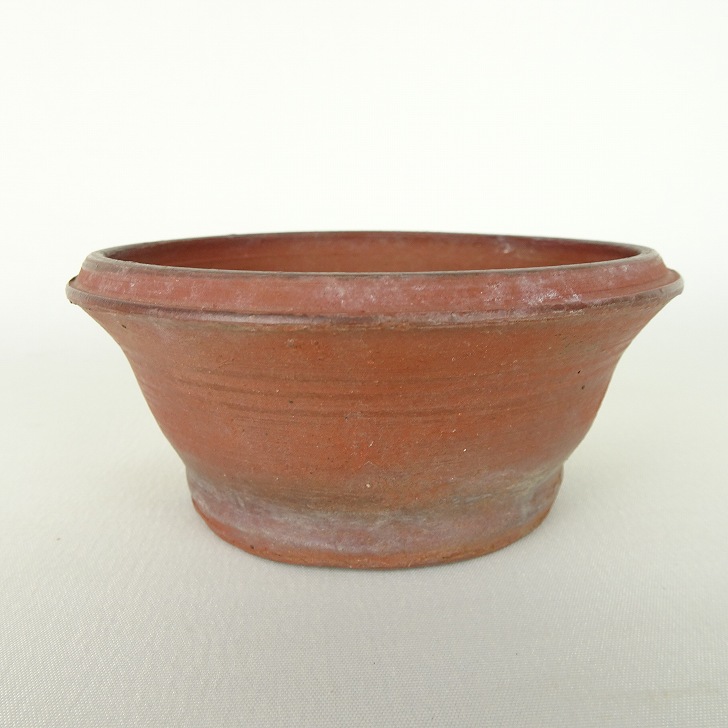 【中古】盆栽鉢 景仙 小型 長辺 約12糎 丸鉢 境界線の外側 泥鉢 現品 中古鉢 貨物輸送無料 貨物輸送無料