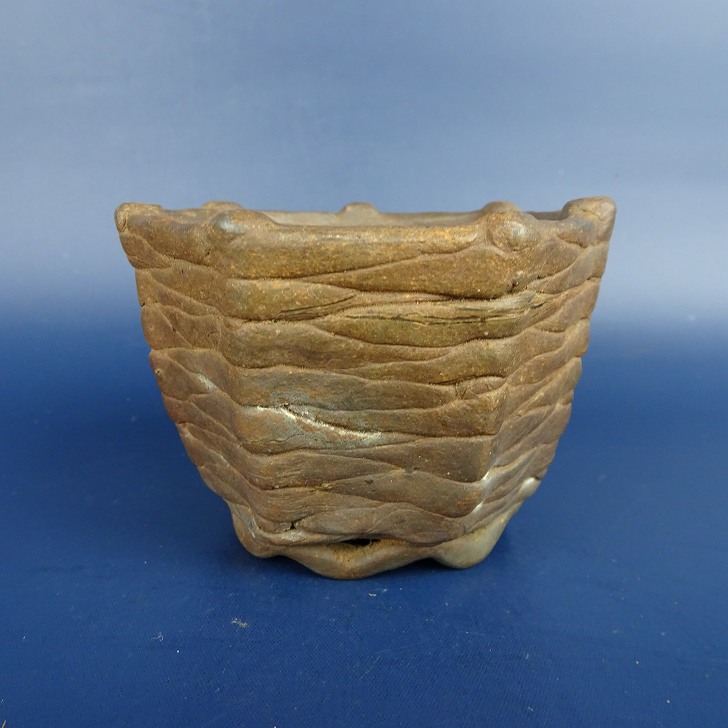 【中古】盆栽鉢 清水 利重 小鉢 長辺 約8.5cm 七角鉢 現品 中古鉢 送料無料