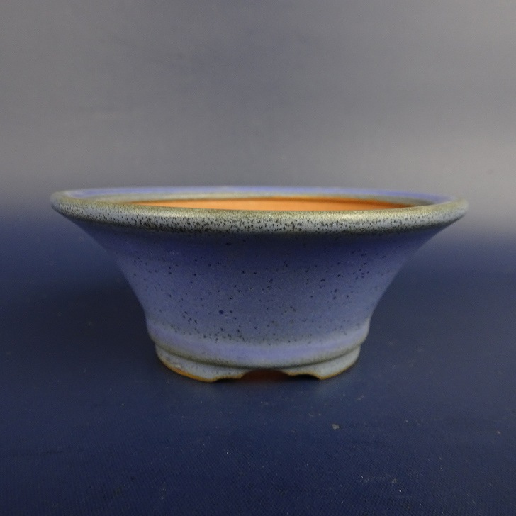 【中古】盆栽鉢 香山 小鉢 長辺 約9.3糎 丸鉢 境界線の外側 釉薬 現品 中古鉢 貨物輸送無料