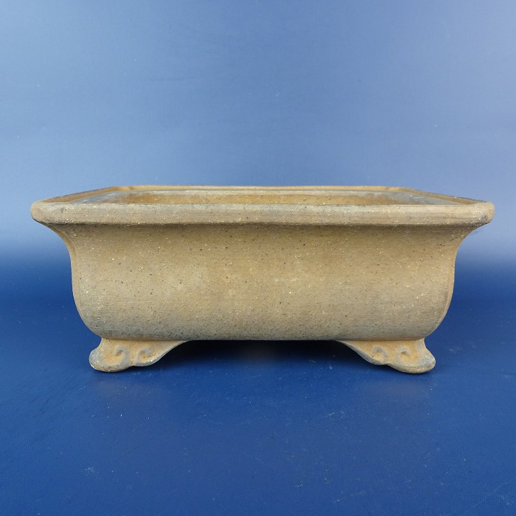 銭号　盆栽鉢 楽天市場】盆栽鉢 銭号外縁雲足長方鉢 植木鉢 常滑 泥鉢 6号 朱泥 小品