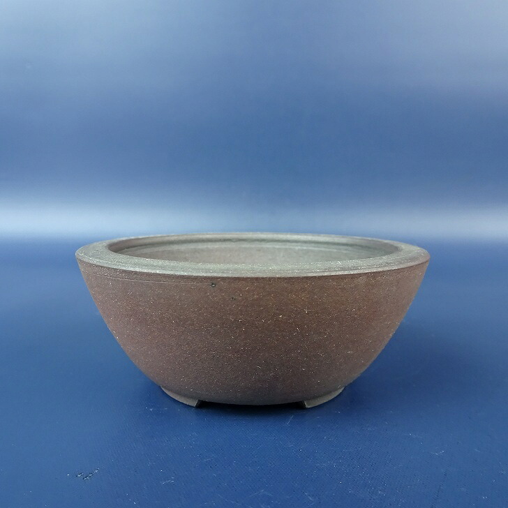 【中古】 盆栽鉢 青風 小鉢 長辺 約 7.7cm 丸鉢 泥鉢 現品 中古鉢 送料無料