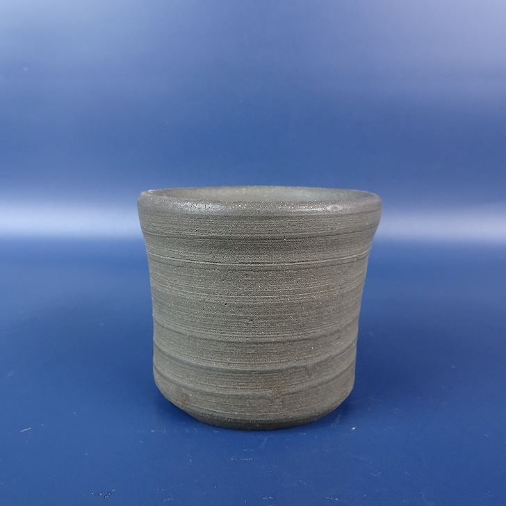 【中古】 盆栽鉢 青風 小鉢 長辺 約 6.7cm 丸鉢 泥鉢 現品 中古鉢 送料無料