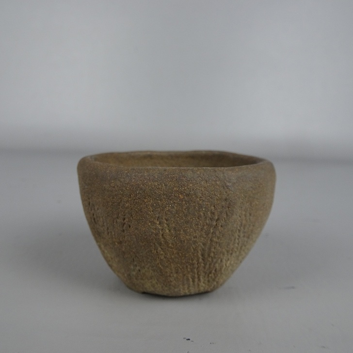 【中古】盆栽鉢 雀子 小鉢 長辺 約 6.2糎 丸鉢 泥鉢 現品 中古鉢 貨物輸送無料