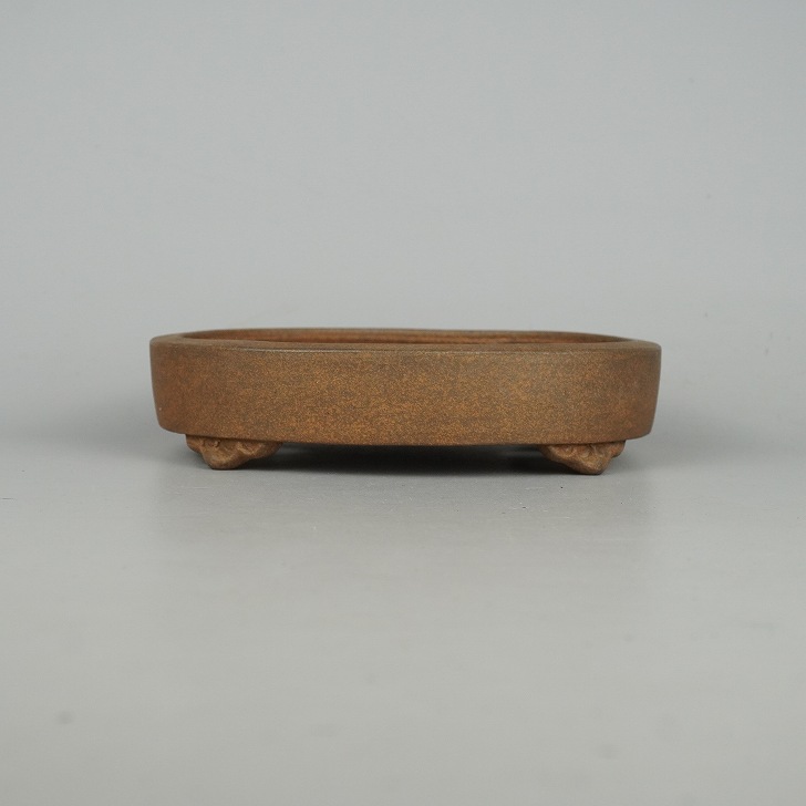 【中古】盆栽鉢 光峰 小型 長辺 約16.3cm 楕円鉢 雲足 泥物 現品 中古鉢 送料無料｜盆栽はニわ 店 12,100円