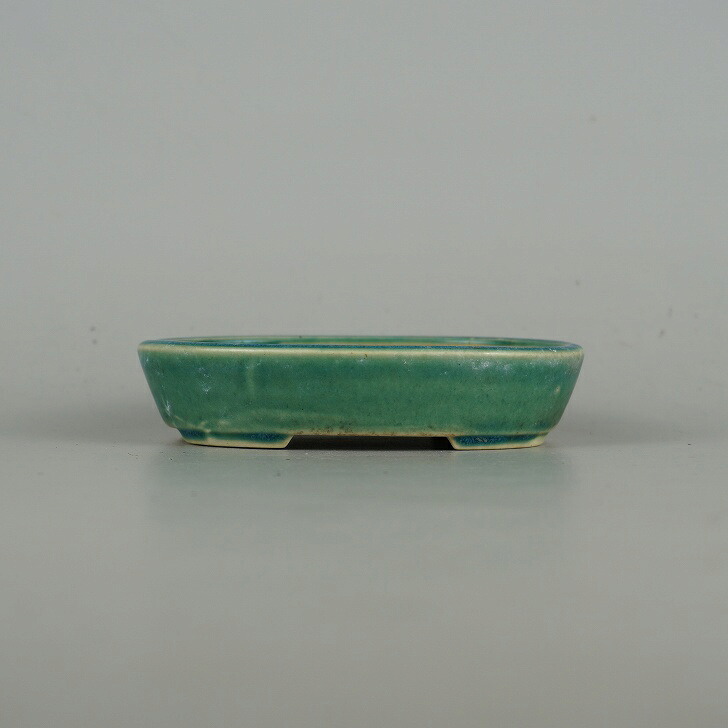 【中古】盆栽鉢 青香 小鉢 長辺 約10cm 楕円鉢 釉薬 現品 中古鉢 送料無料 送料無料