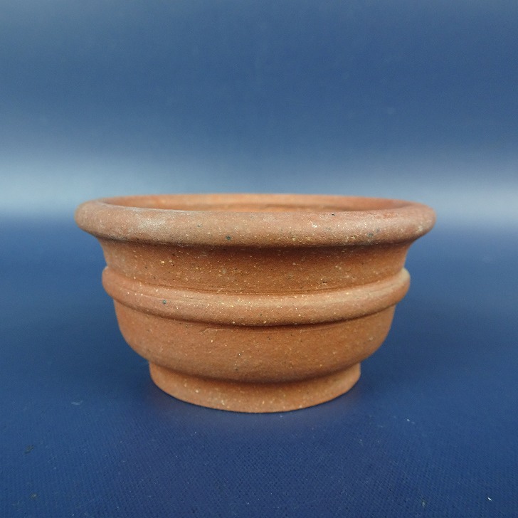 【中古】盆栽鉢 常滑 壱興 小鉢 長辺 約6.3糎 丸鉢 境界線の外側 中帯 泥鉢 現品 中古鉢 貨物輸送無料