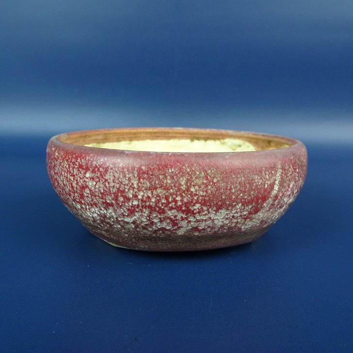 【中古】盆栽鉢 美功 小鉢 長辺 約 9.5糎 丸鉢 釉薬 現品 中古鉢 貨物輸送無料