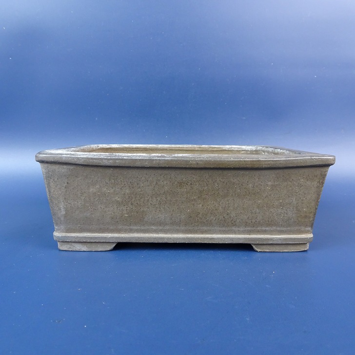 【中古】盆栽鉢 立華堂製 小型 長辺 約15.8糎 長方鉢 下帯 泥鉢 現品 中古鉢 貨物輸送無料