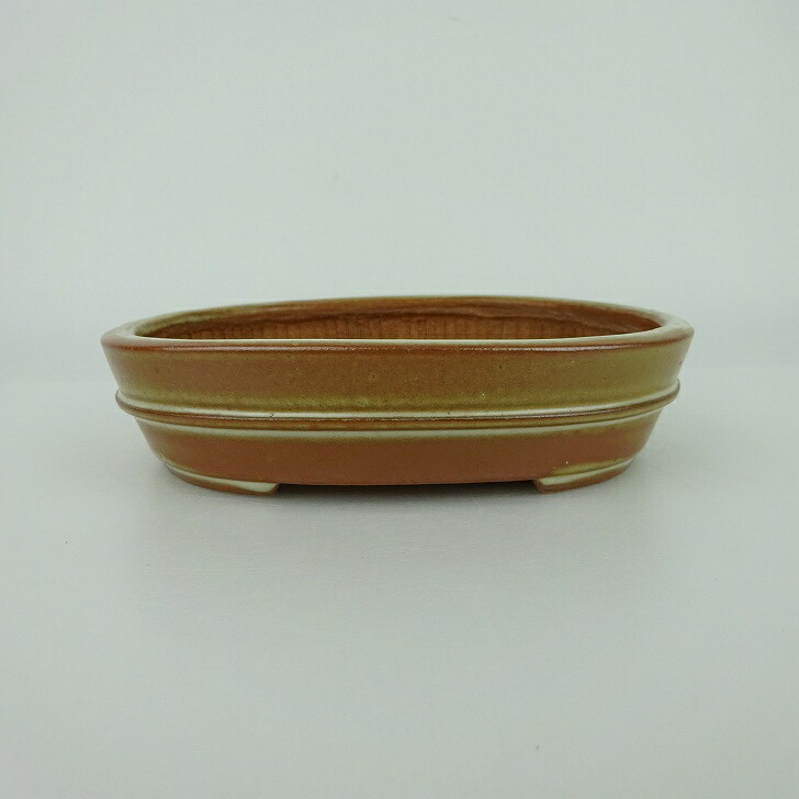【中古】盆栽鉢 青香 小型 長辺 約 14.3cm 楕円鉢 中帯 釉薬 現品 中古鉢 送料無料 7,762円