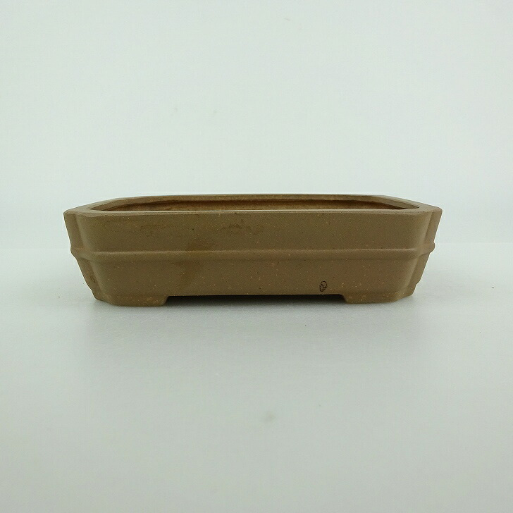 【中古】盆栽鉢 青香 小型 長辺 約 12cm 長方鉢 中帯 隅入 泥物 現品 中古鉢 送料無料