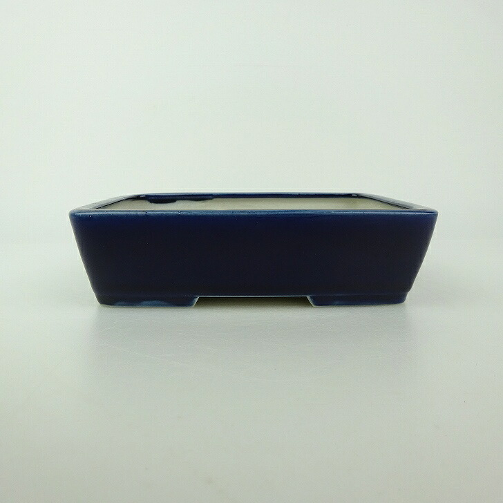 【中古】盆栽鉢 青香 小型 長辺 約 14.6cm 長方鉢 釉薬 現品 中古鉢 送料無料