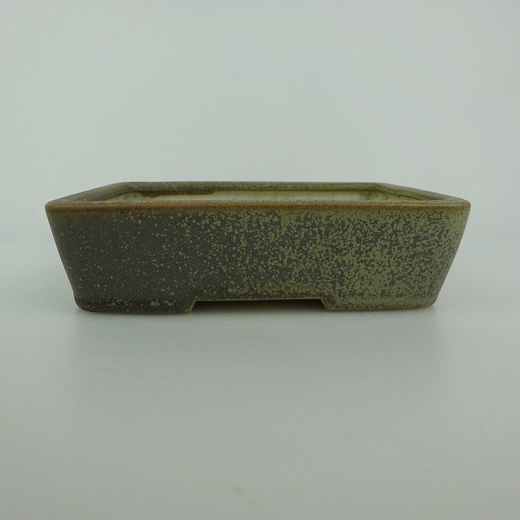 【中古】盆栽鉢 青香 小型 長辺 約 14.3cm 長方鉢 釉薬 現品 中古鉢 送料無料