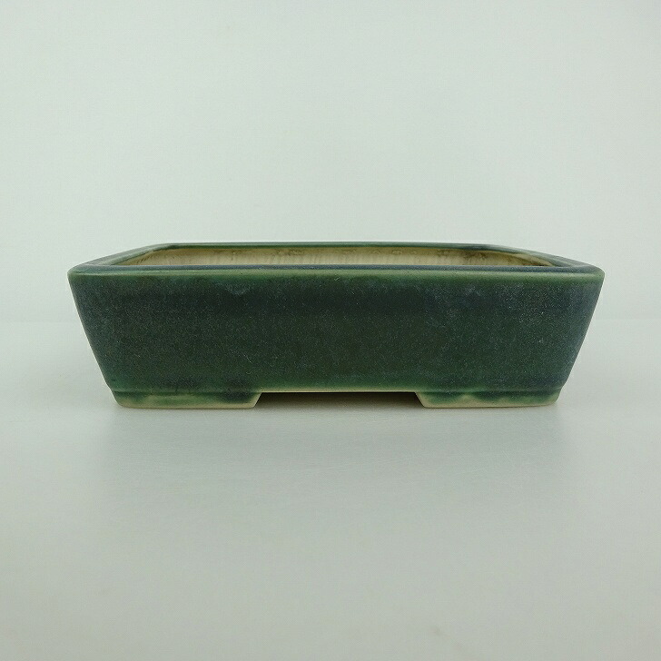 【中古】盆栽鉢 青香 小型 長辺 約 14.8cm 長方鉢 釉薬 現品 中古鉢 送料無料