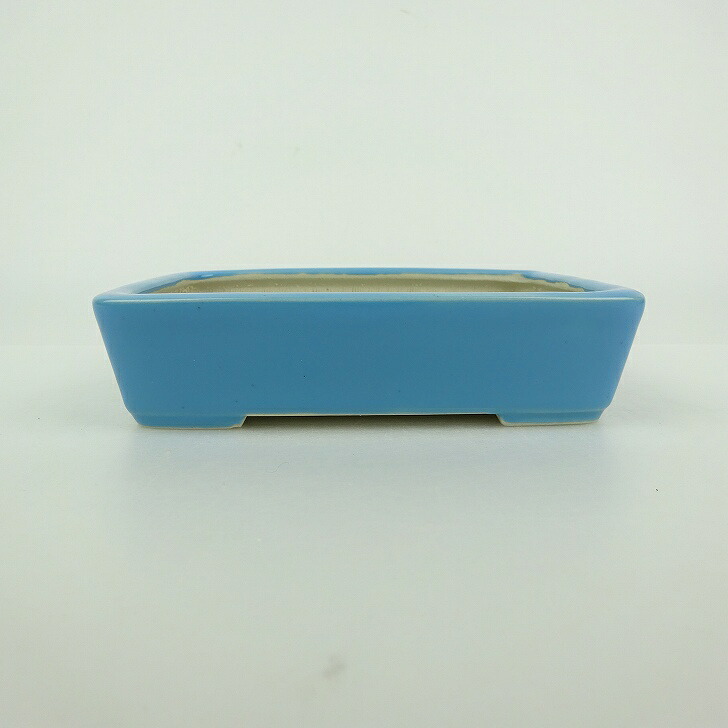 【中古】盆栽鉢 青香 小型 長辺 約 12.1cm 長方鉢 釉薬 現品 中古鉢 送料無料