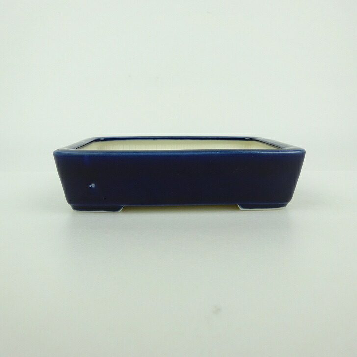【中古】盆栽鉢 青香 小型 長辺 約 12cm 長方鉢 釉薬 現品 中古鉢 送料無料