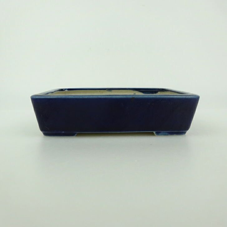 【中古】盆栽鉢 青香 小型 長辺 約 12.1cm 長方鉢 釉薬 現品 中古鉢 送料無料