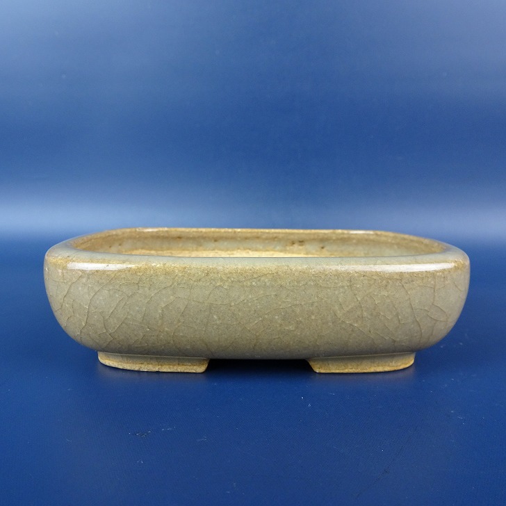 【中古】盆栽鉢 常滑 服部 小型 長辺 約12.7cm長方鉢 釉薬 現品 中古鉢 送料無料