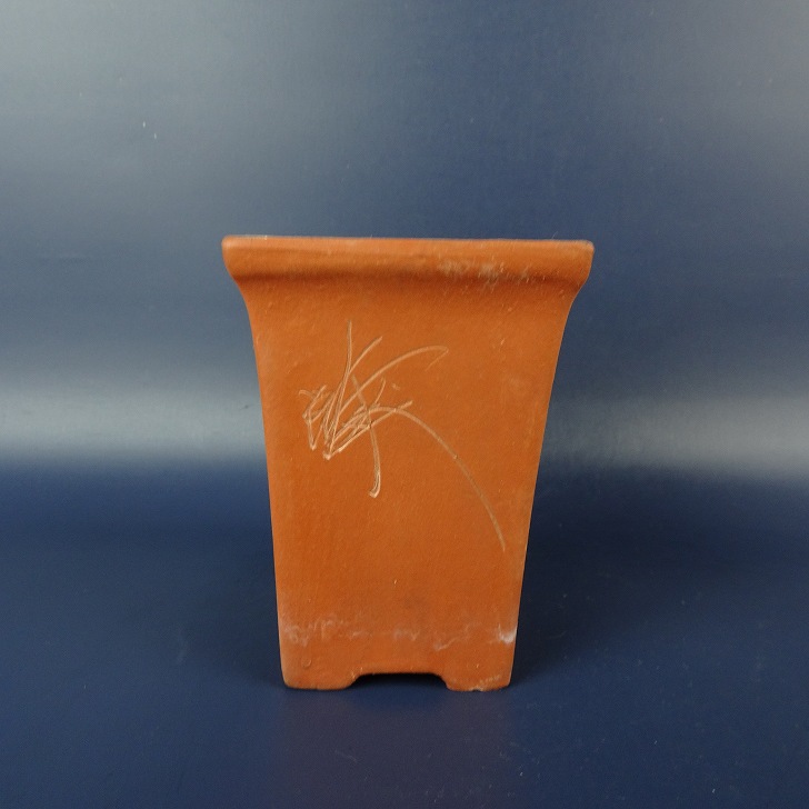 楽天市場】【中古】盆栽鉢 建琴 小鉢 長辺 約7.8cm 正方鉢 段足 彫入