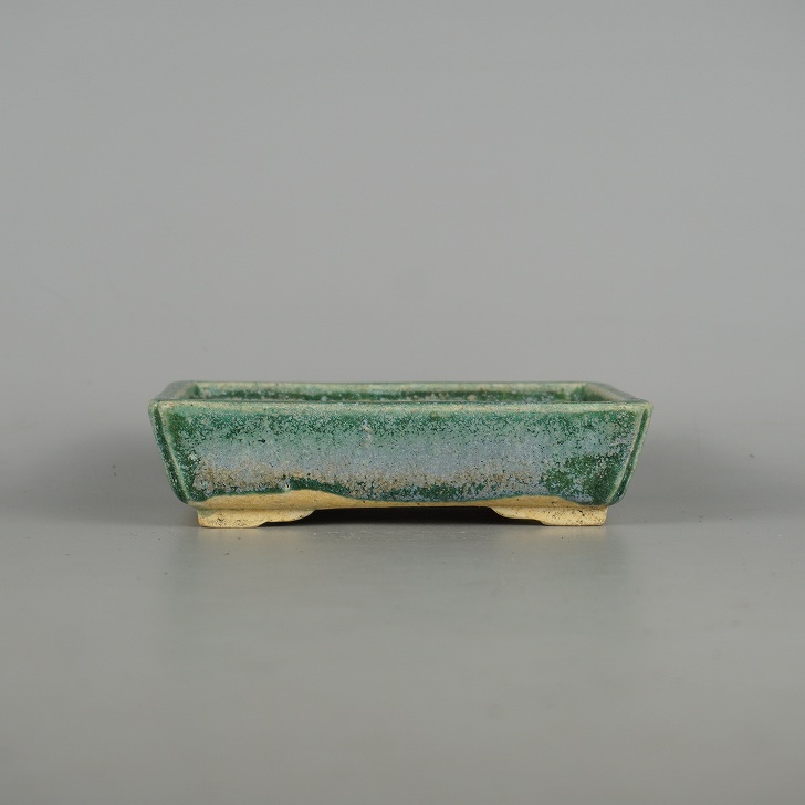 【中古】盆栽鉢 忠寛 小型 長辺 約 15.5糎 長方鉢 釉薬 現品 中古鉢 貨物輸送無料