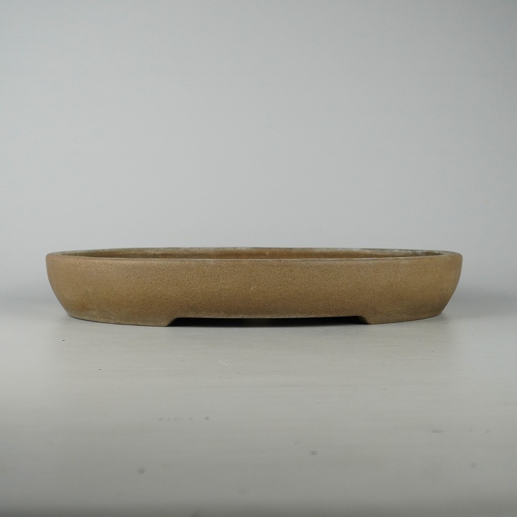【中古】盆栽鉢 常滑 喜仙 中型 長辺 約37.8cm 楕円鉢 泥物 現品 中古鉢 送料無料