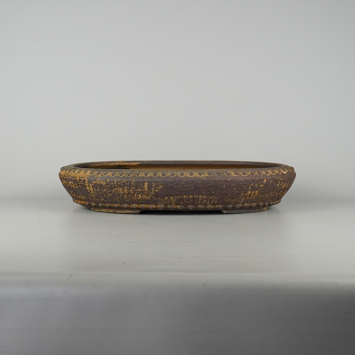 義村秀峰 緑釉長方鉢 植木鉢 雑木盆栽 37.5cm 手作り 値下げ交渉 中古