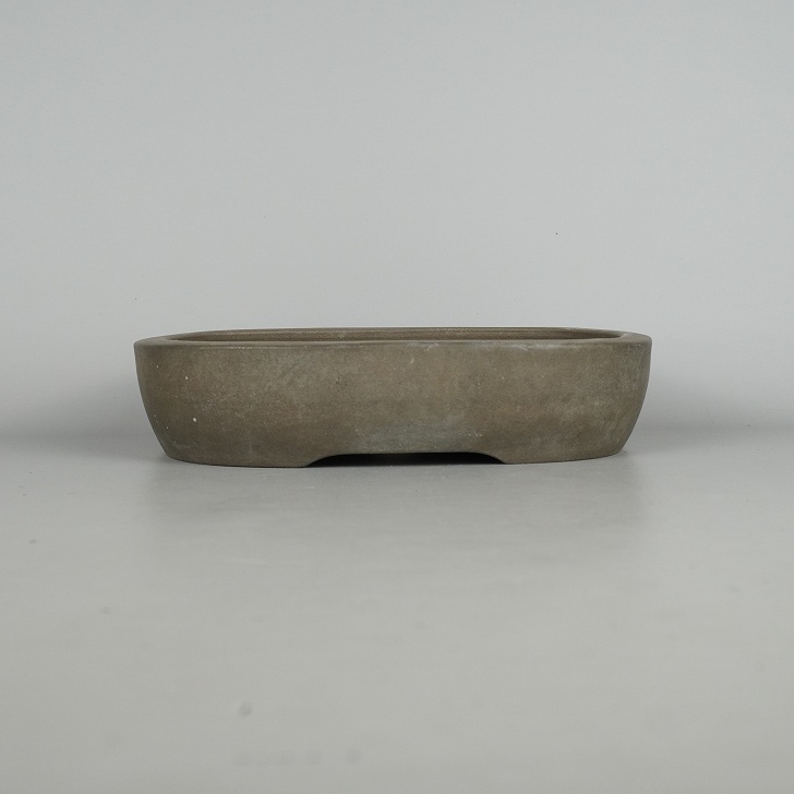 【中古】盆栽鉢 常滑 喜仙 中型 長辺 約25.3cm 楕円鉢 泥物 現品 中古鉢 送料無料