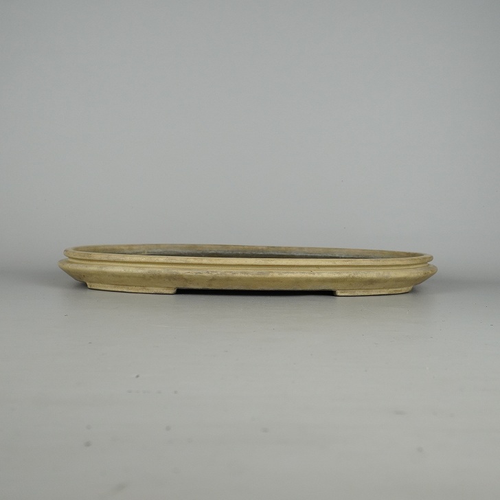 【中古】盆栽鉢 陶翠 中型 長辺 約37cm 楕円鉢 袋式 釉薬 現品 中古鉢 送料無料