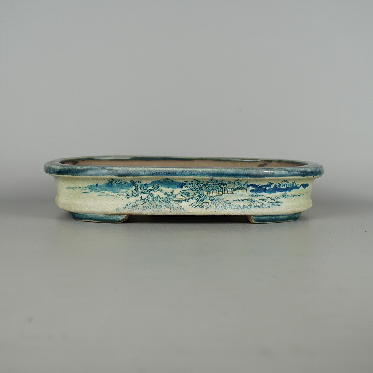 楽天市場】【中古】盆栽鉢 陶翠 陶翠筆 色絵 山水図 外縁 丸鉢