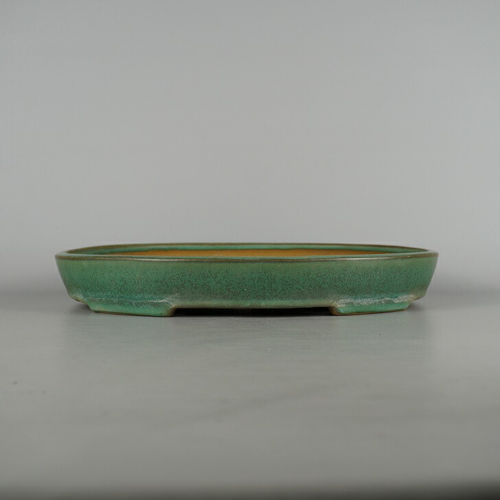 【中古】盆栽鉢 常滑 山房造 中型 長辺 約 34.8珊 楕円面鉢 釉薬 現品 中古鉢 貨物輸送無料 植木鉢-ガーデニング・農業-花・ガーデン・DIY