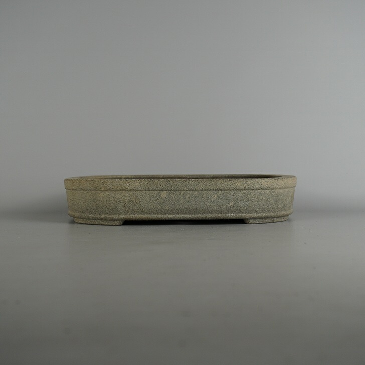 【中古】盆栽鉢 常滑 山秋造 中型 長辺 約 29.8cm 長方鉢 撫角 上下帯 泥物 現品 中古鉢 送料無料