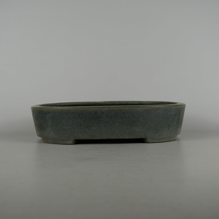 【中古】盆栽鉢 陶翠 中型 長辺 約 28.5cm 楕円鉢 釉薬 現品 中古鉢 送料無料