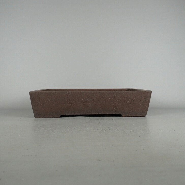 【中古】盆栽鉢 山秋造 松泉焼 中型 長辺 約 37.8cm 長方鉢 泥物 現品 中古鉢 送料無料