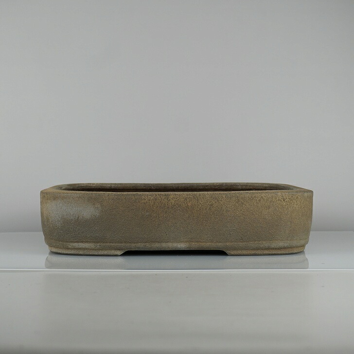 【中古】盆栽鉢 常滑 秀峰 義村陶園 中型 長辺 約 33.5cm 長方鉢 撫角 下帯 泥物 和鉢 現品 中古鉢 送料無料