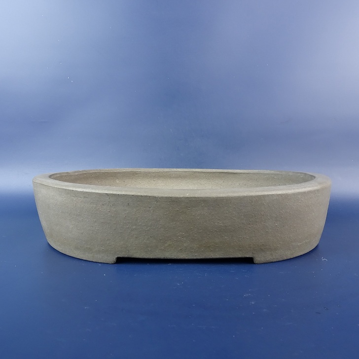 【中古】盆栽鉢 誠文窯造 中型 長辺 約 24.3cm 楕円鉢 泥鉢 現品 中古鉢 送料無料｜盆栽はニわ 店