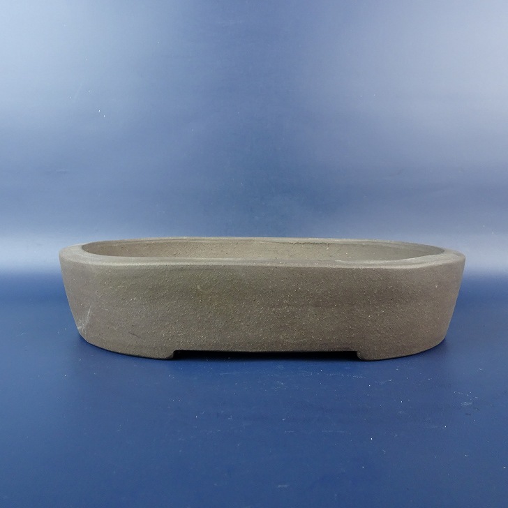 【中古】盆栽鉢 誠文窯 中型 長辺 約 24.8cm 楕円鉢 泥鉢 現品 中古鉢 送料無料