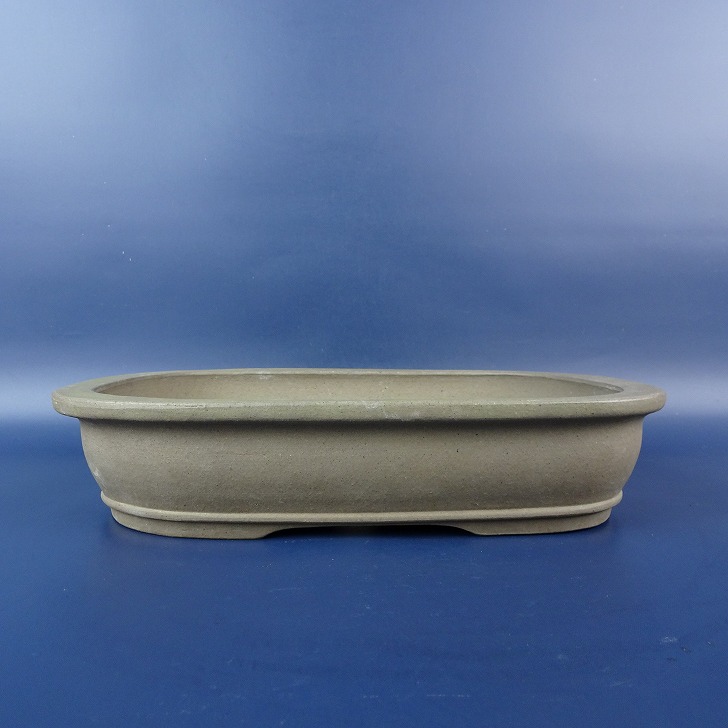 【中古】盆栽鉢 常滑 カネ正製陶 中型 長辺 約24cm 長方鉢 外縁 撫角 下帯 泥物 現品 中古鉢 送料無料