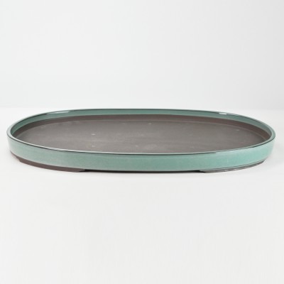 水盤 受け皿 【瀬戸焼】オリベ15号小判水石(穴ナシ) 幅47.9cm×奥行き32cm×高さ3.3cm 盆栽 ミニ盆栽 苔玉 苔玉皿 苔玉の器 敷物 盆景 水石 水盆