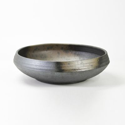【信楽焼】 炭化ひねり水盤12号 幅37cm×高さ10.5cm 花器 水盤 水石 水盆 盆栽 花手水 フローティングフラワー ビオトープ 陶器 浅い鉢 大型 生け花 19,754円