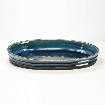 いけばな 花器 水盤 変形 三つ足 青磁釉 貫入 渦紋 箱付 楽天市場】【華道用品】【花器】尺五長方水盤（銀彩内青磁）信楽焼（箱