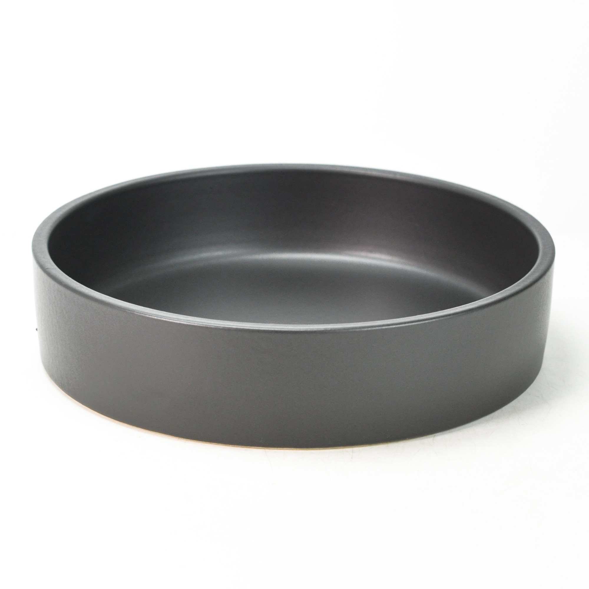 水盤 信楽焼 丸型水盤 8号 黒マット 幅24.5cm×高さ6cm 生け花 花器 ビオトープ フローティングフラワー