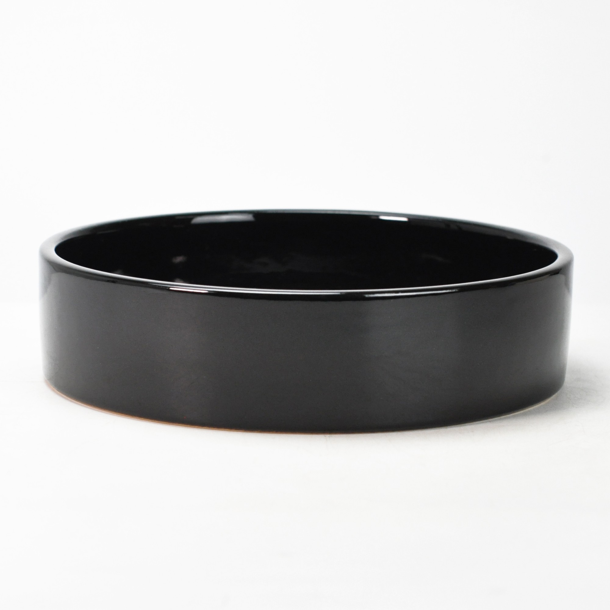 水盤 信楽焼 丸型水盤 8号 黒ツヤ 幅24.5cm×高さ6cm 生け花 花器 ビオトープ フローティングフラワー