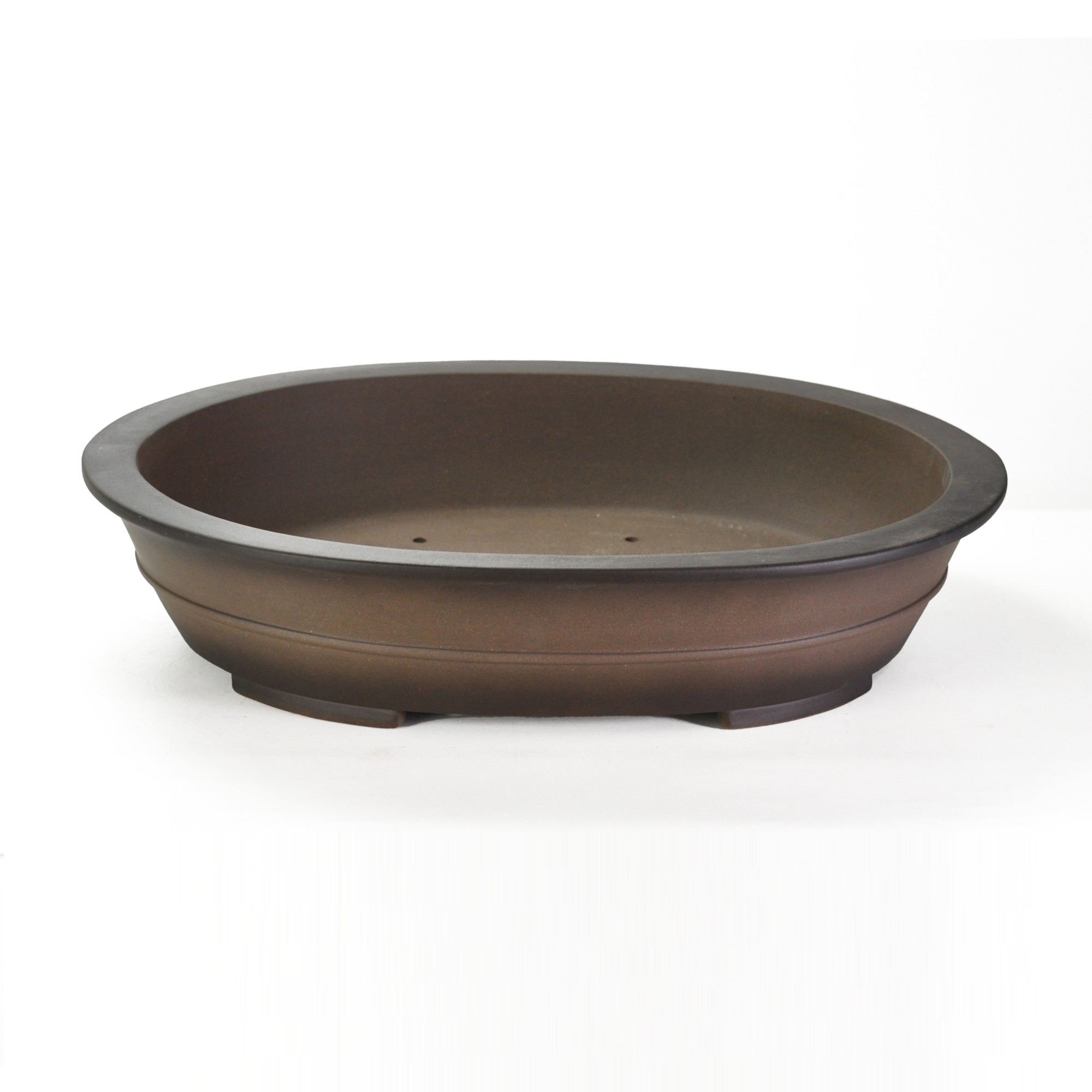 楽天市場】盆栽鉢 舟山竹節楕円鉢 植木鉢 泥鉢 17号 51cm 紫泥 落款